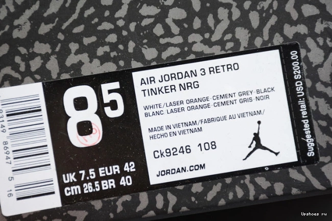 3 Orange Air Retro Laser CK9246-108 (W) Jordan 0713